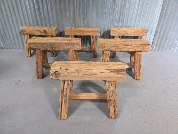 Vintage Rustic Reclaimed Chunky Solid Wooden Hardwood Stool Bench Seat 60cm