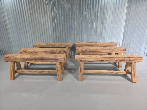 Vintage Rustic Reclaimed Chunky Solid Wooden Hardwood Stool Bench Seat 120cm
