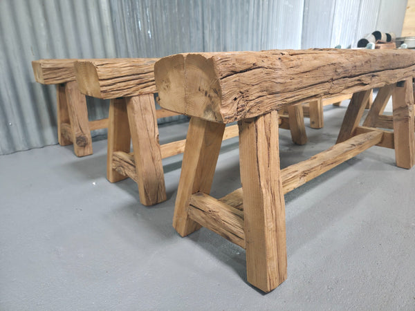 Vintage Rustic Reclaimed Chunky Solid Wooden Hardwood Stool Bench Seat 120cm