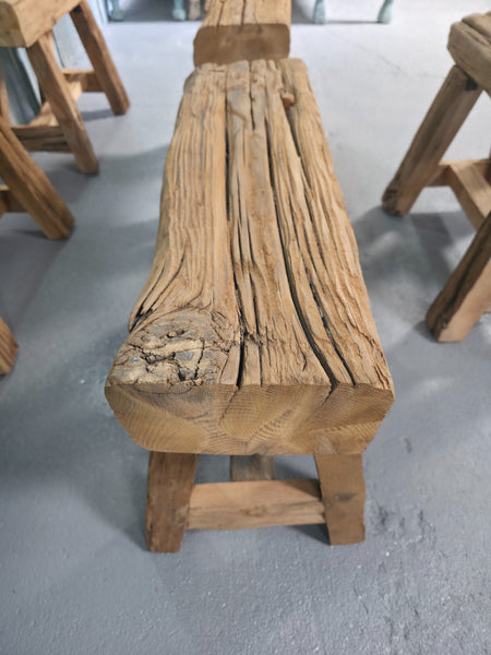 Vintage Rustic Reclaimed Chunky Solid Wooden Hardwood Stool Bench Seat 60cm