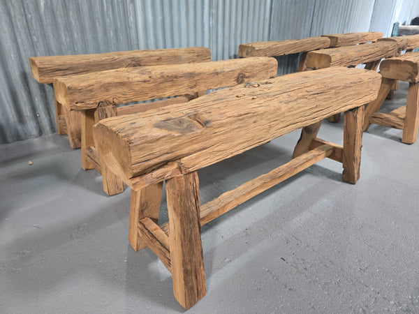 Vintage Rustic Reclaimed Chunky Solid Wooden Hardwood Stool Bench Seat 120cm