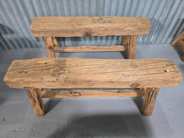 Vintage Rustic Reclaimed Chunky Solid Wooden Hardwood Stool Bench Seat 120cm