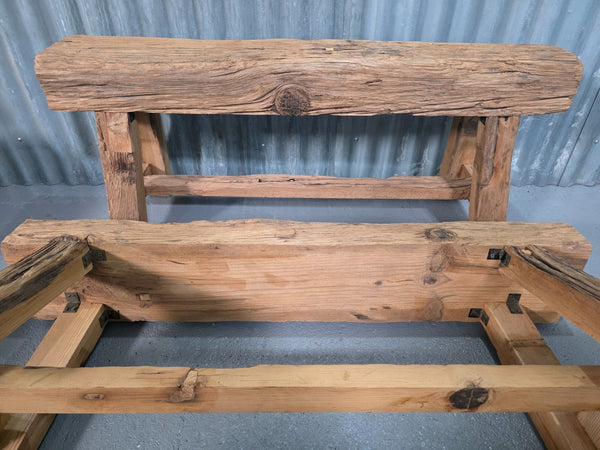 Vintage Rustic Reclaimed Chunky Solid Wooden Hardwood Stool Bench Seat 120cm