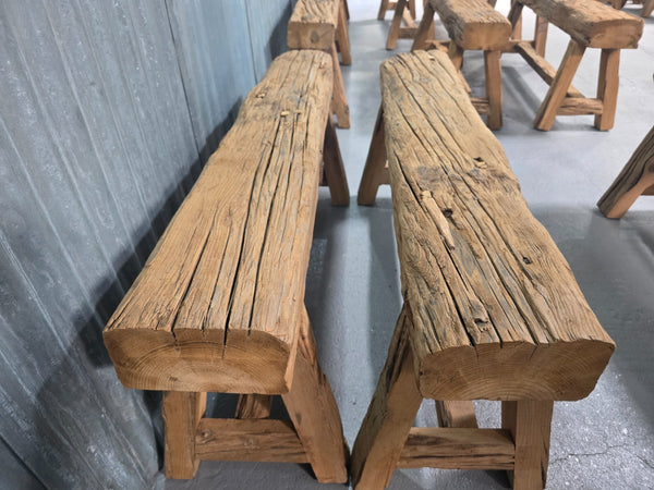 Vintage Rustic Reclaimed Chunky Solid Wooden Hardwood Stool Bench Seat 120cm