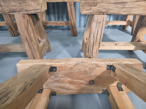 Vintage Rustic Reclaimed Chunky Solid Wooden Hardwood Stool Bench Seat 60cm