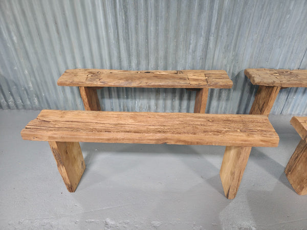 Vintage Rustic Reclaimed Chunky Solid Wooden Hardwood Stool Bench Seat 120cm