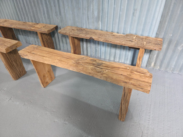 Vintage Rustic Reclaimed Chunky Solid Wooden Hardwood Stool Bench Seat 120cm