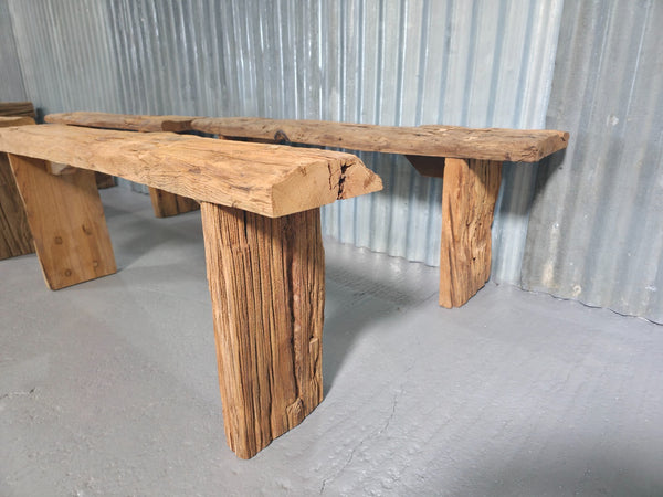 Vintage Rustic Reclaimed Chunky Solid Wooden Hardwood Stool Bench Seat 120cm