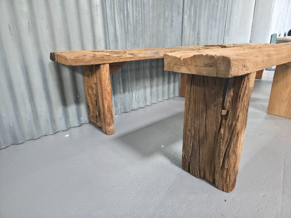 Vintage Rustic Reclaimed Chunky Solid Wooden Hardwood Stool Bench Seat 120cm