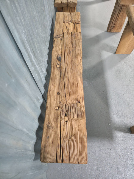 Vintage Rustic Reclaimed Chunky Solid Wooden Hardwood Stool Bench Seat 120cm