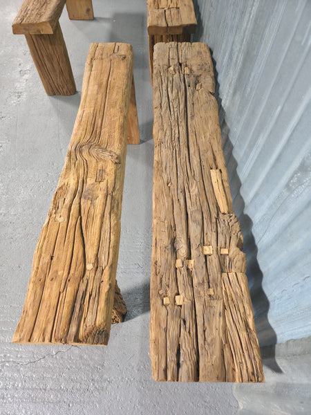Vintage Rustic Reclaimed Chunky Solid Wooden Hardwood Stool Bench Seat 120cm