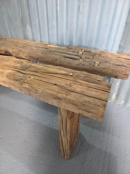 Vintage Rustic Reclaimed Chunky Solid Wooden Hardwood Stool Bench Seat 120cm