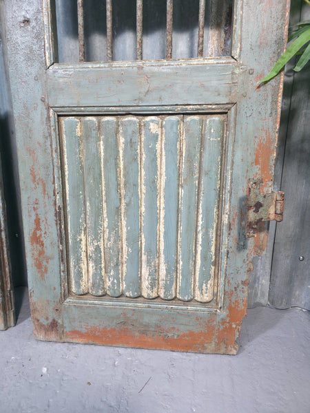 Pair Vintage Rustic Indian Wooden Iron Doors Garden Gates Room Divider Screen