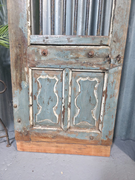 Pair Vintage Rustic Indian Wooden Iron Doors Garden Gates Room Divider Screen