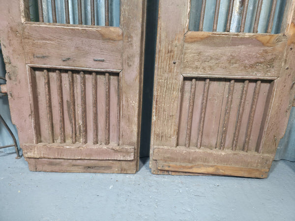 Pair Vintage Rustic Indian Wooden Iron Doors Garden Gates Room Divider Screen
