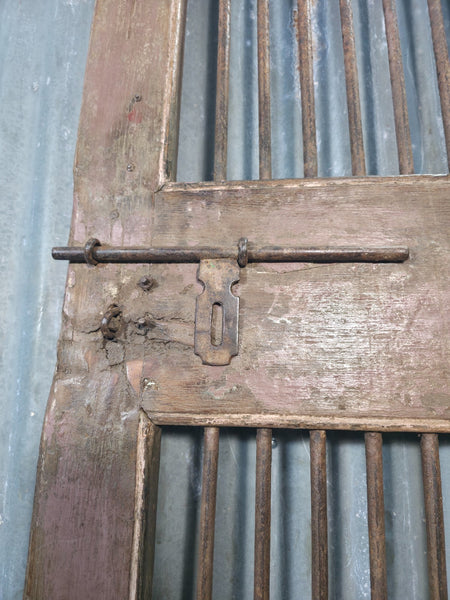 Pair Vintage Rustic Indian Wooden Iron Doors Garden Gates Room Divider Screen