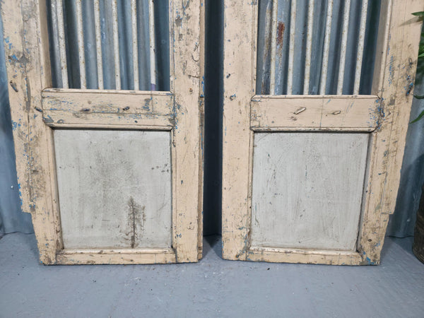 Pair Vintage Rustic Indian Wooden Iron Doors Garden Gates Room Divider Screen