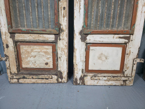 Pair Vintage Rustic Indian Wooden Iron Doors Garden Gates Room Divider Screen