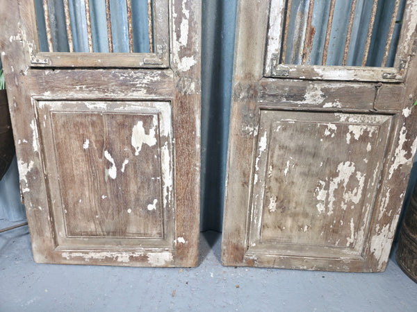 Pair Vintage Rustic Indian Wooden Iron Doors Garden Gates Room Divider Screen
