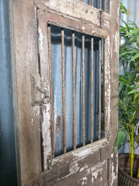 Pair Vintage Rustic Indian Wooden Iron Doors Garden Gates Room Divider Screen