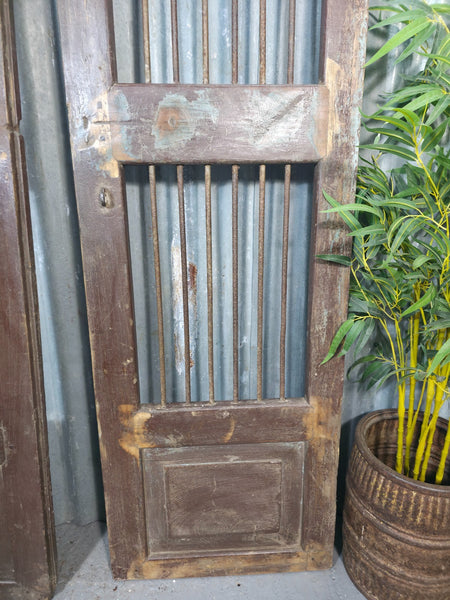 Pair Vintage Rustic Indian Wooden Iron Doors Garden Gates Room Divider Screen