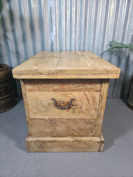 Vintage Reclaimed Indian Hand Carved Solid Wooden Chest Coffee Table Trunk