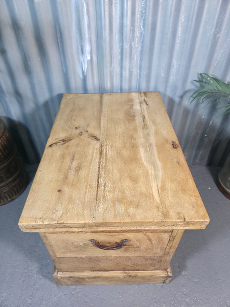 Vintage Reclaimed Indian Hand Carved Solid Wooden Chest Coffee Table Trunk
