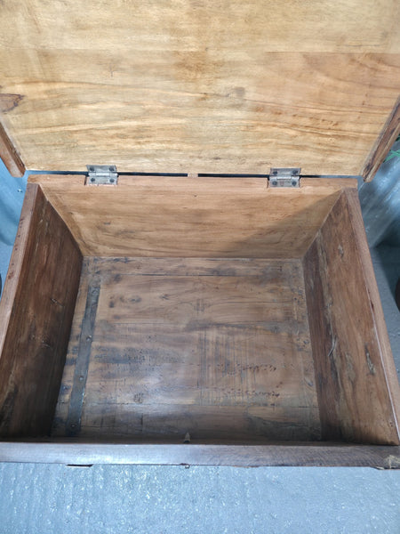 Vintage Reclaimed Rustic Indian Solid Wooden Dowry Chest Coffee Side Table Trunk