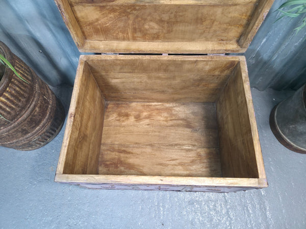 Vintage Reclaimed Hand Made Indian Storage Trunk Chest Coffee Table