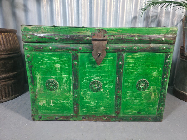 Vintage Reclaimed Hand Made Indian Storage Trunk Chest Coffee Table