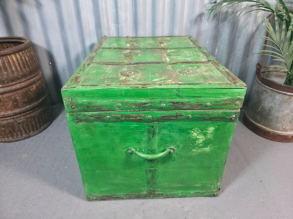 Vintage Reclaimed Hand Made Indian Storage Trunk Chest Coffee Table