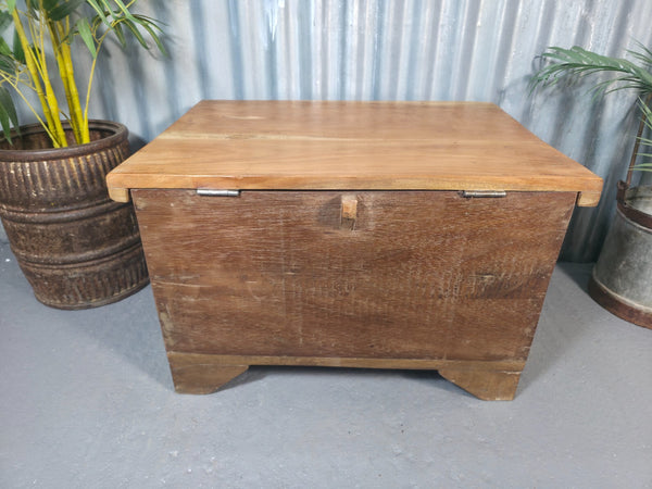Vintage Reclaimed Rustic Indian Solid Wooden Dowry Chest Coffee Side Table Trunk