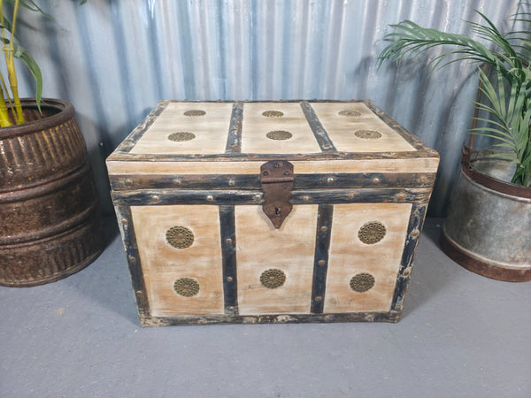 Vintage Reclaimed Hand Made Indian Storage Trunk Chest Coffee Table