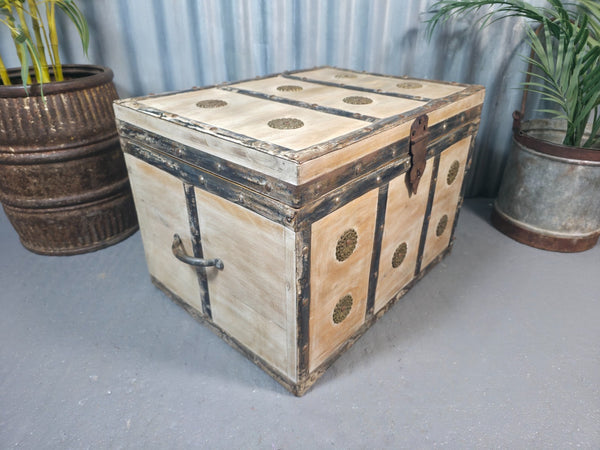 Vintage Reclaimed Hand Made Indian Storage Trunk Chest Coffee Table