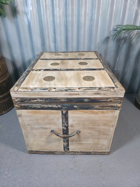 Vintage Reclaimed Hand Made Indian Storage Trunk Chest Coffee Table