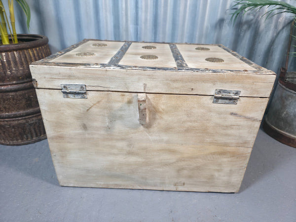 Vintage Reclaimed Hand Made Indian Storage Trunk Chest Coffee Table