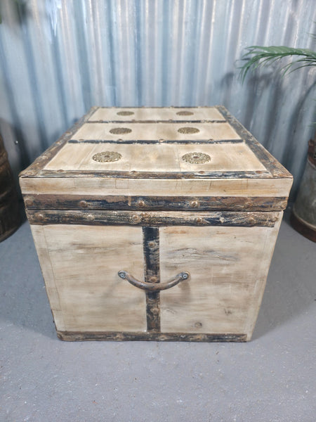 Vintage Reclaimed Hand Made Indian Storage Trunk Chest Coffee Table
