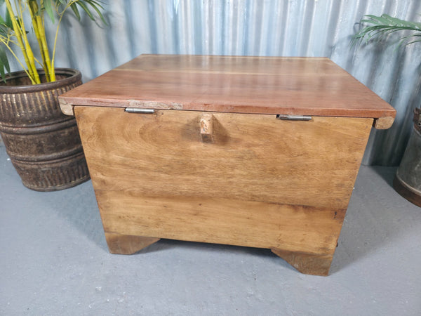 Vintage Reclaimed Rustic Indian Solid Wooden Dowry Chest Coffee Side Table Trunk