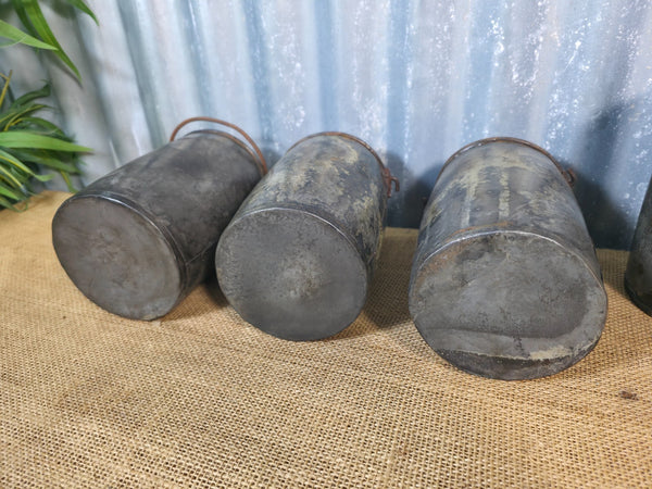 Vintage Rustic Reclaimed Riveted Metal Utensil Stationary Pot Herb Planter Tub