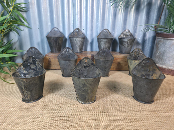 Rustic Vintage Metal Galvanised Wall Hanging Half Bucket  Garden Herb Planter