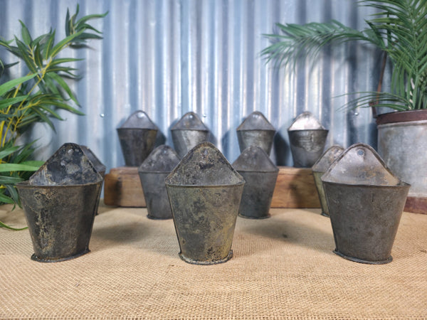 Rustic Vintage Metal Galvanised Wall Hanging Half Bucket  Garden Herb Planter