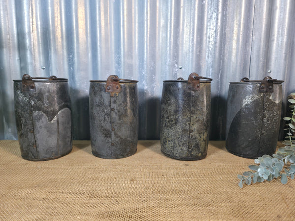 Vintage Rustic Reclaimed Riveted Metal Utensil Stationary Pot Herb Planter Tub