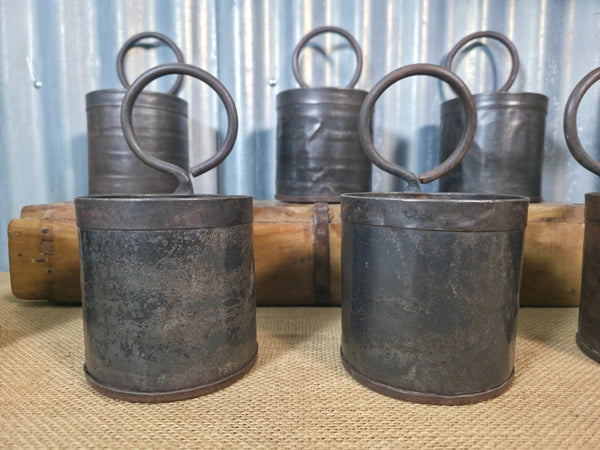 Vintage Rustic Riveted Iron Metal Pot Handle Utensil Planter Pen Desk Storage