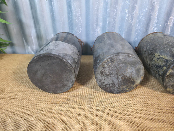 Vintage Rustic Reclaimed Riveted Metal Utensil Stationary Pot Herb Planter Tub
