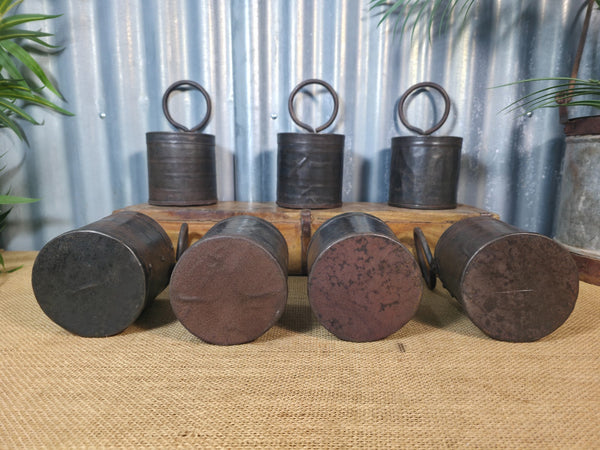 Vintage Rustic Riveted Iron Metal Pot Handle Utensil Planter Pen Desk Storage