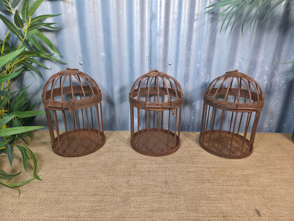 Vintage Rustic Reclaimed Metal Hanging Bird Cage Candle Holder Garden Lantern