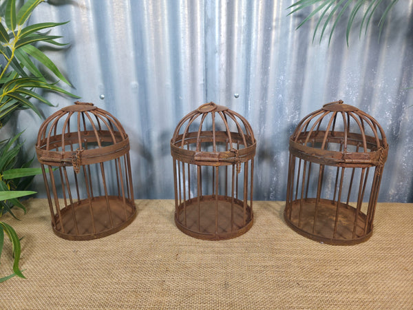 Vintage Rustic Reclaimed Metal Hanging Bird Cage Candle Holder Garden Lantern