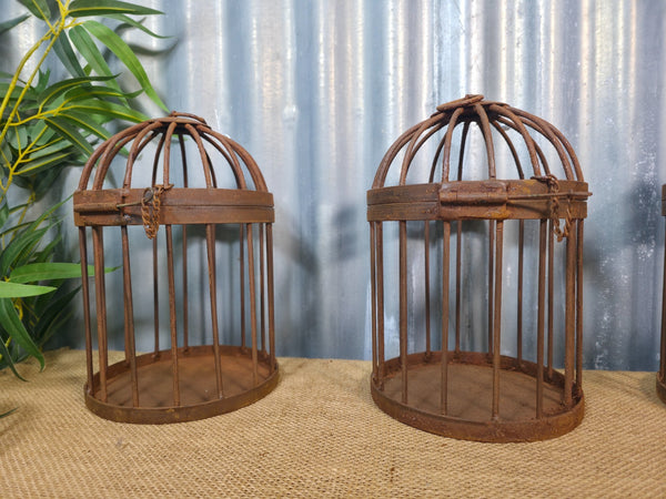 Vintage Rustic Reclaimed Metal Hanging Bird Cage Candle Holder Garden Lantern