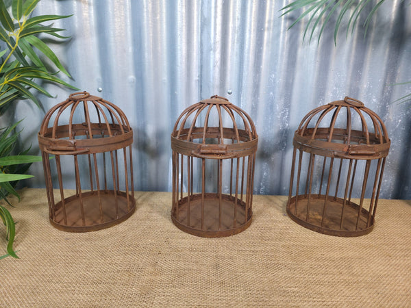 Vintage Rustic Reclaimed Metal Hanging Bird Cage Candle Holder Garden Lantern