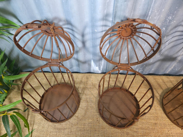 Vintage Rustic Reclaimed Metal Hanging Bird Cage Candle Holder Garden Lantern